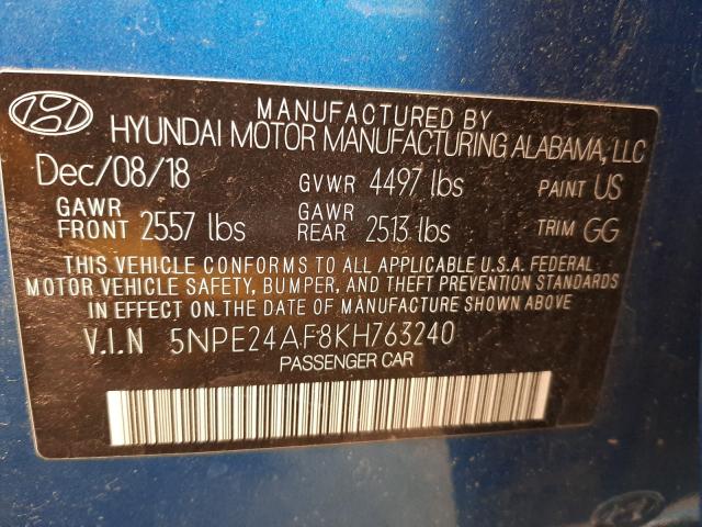 Photo 9 VIN: 5NPE24AF8KH763240 - HYUNDAI SONATA SE 