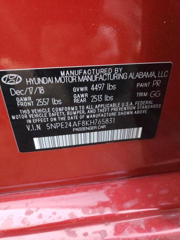 Photo 9 VIN: 5NPE24AF8KH765831 - HYUNDAI SONATA SE 