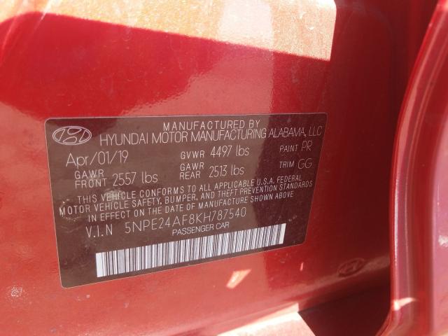 Photo 9 VIN: 5NPE24AF8KH787540 - HYUNDAI SONATA SE 