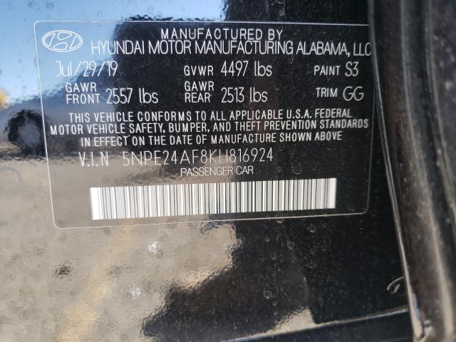 Photo 9 VIN: 5NPE24AF8KH816924 - HYUNDAI SONATA SE 