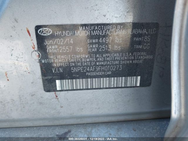 Photo 8 VIN: 5NPE24AF9FH010273 - HYUNDAI SONATA 