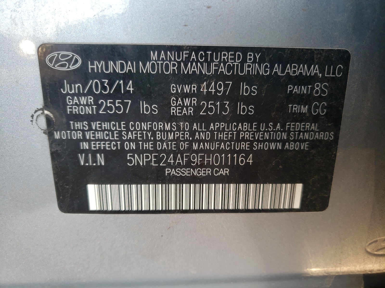 Photo 9 VIN: 5NPE24AF9FH011164 - HYUNDAI SONATA 