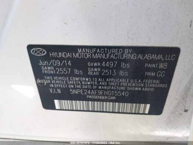 Photo 8 VIN: 5NPE24AF9FH015540 - HYUNDAI SONATA 