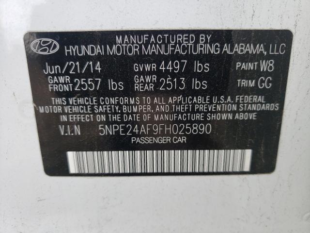 Photo 9 VIN: 5NPE24AF9FH025890 - HYUNDAI SONATA 