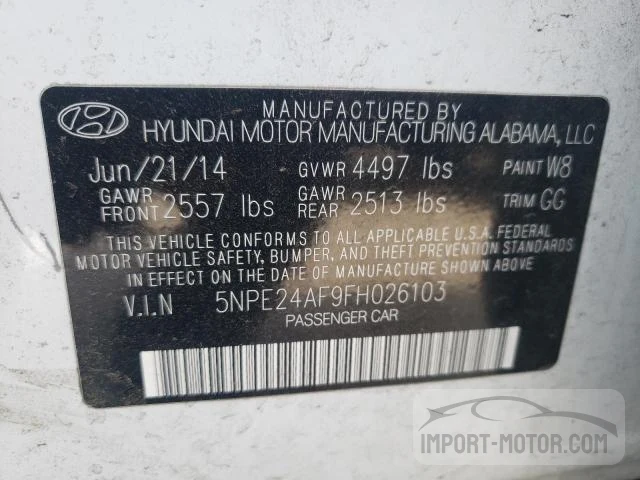 Photo 11 VIN: 5NPE24AF9FH026103 - HYUNDAI SONATA 