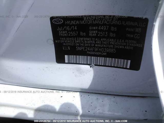 Photo 8 VIN: 5NPE24AF9FH039885 - HYUNDAI SONATA 