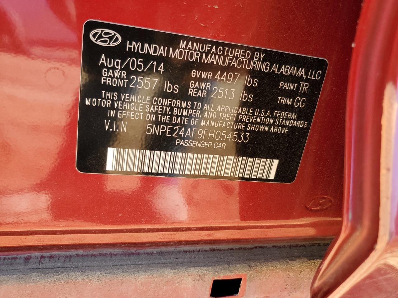 Photo 11 VIN: 5NPE24AF9FH054533 - HYUNDAI SONATA 