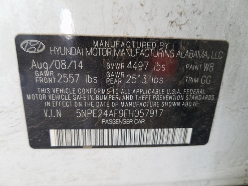 Photo 9 VIN: 5NPE24AF9FH057917 - HYUNDAI SONATA SE 