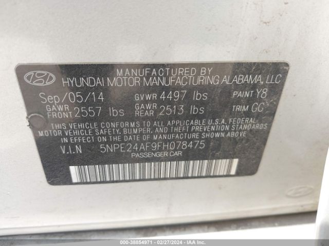 Photo 8 VIN: 5NPE24AF9FH078475 - HYUNDAI SONATA 