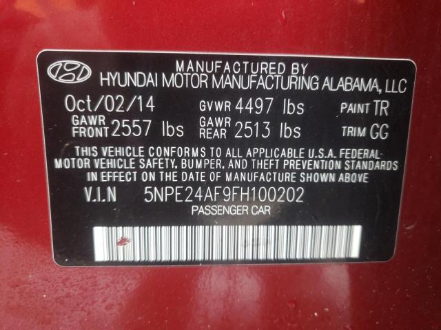 Photo 9 VIN: 5NPE24AF9FH100202 - HYUNDAI SONATA SE 