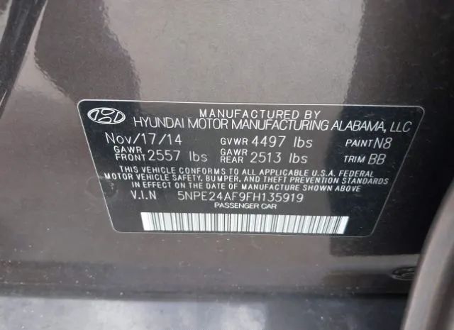 Photo 8 VIN: 5NPE24AF9FH135919 - HYUNDAI SONATA 