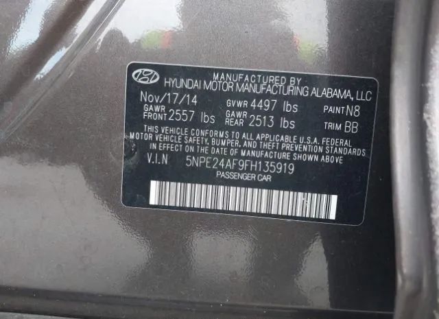 Photo 8 VIN: 5NPE24AF9FH135919 - HYUNDAI SONATA 