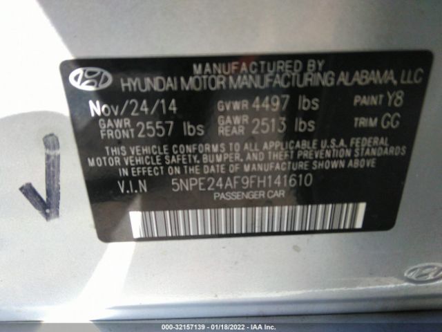 Photo 8 VIN: 5NPE24AF9FH141610 - HYUNDAI SONATA 