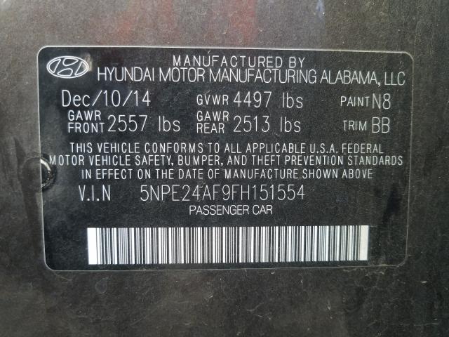 Photo 9 VIN: 5NPE24AF9FH151554 - HYUNDAI SONATA SE 