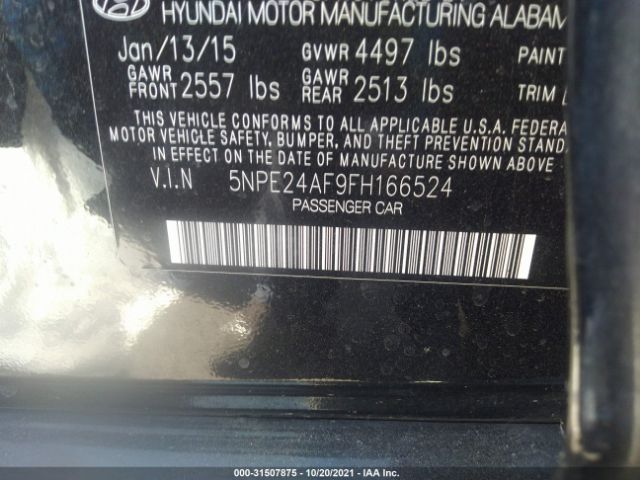 Photo 8 VIN: 5NPE24AF9FH166524 - HYUNDAI SONATA 