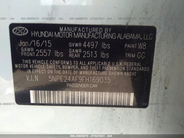 Photo 8 VIN: 5NPE24AF9FH169035 - HYUNDAI SONATA 