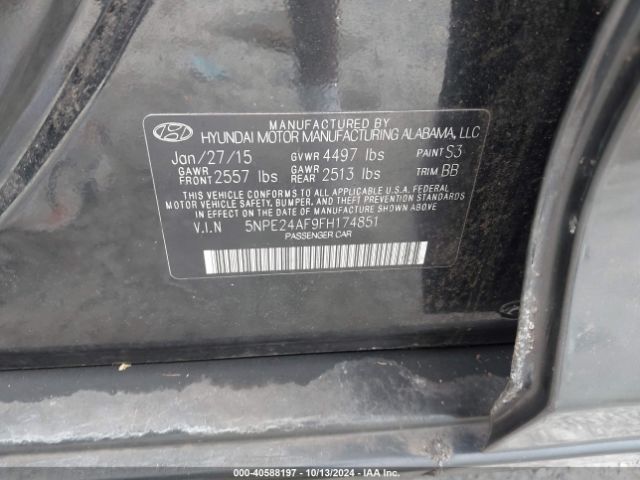 Photo 8 VIN: 5NPE24AF9FH174851 - HYUNDAI SONATA 