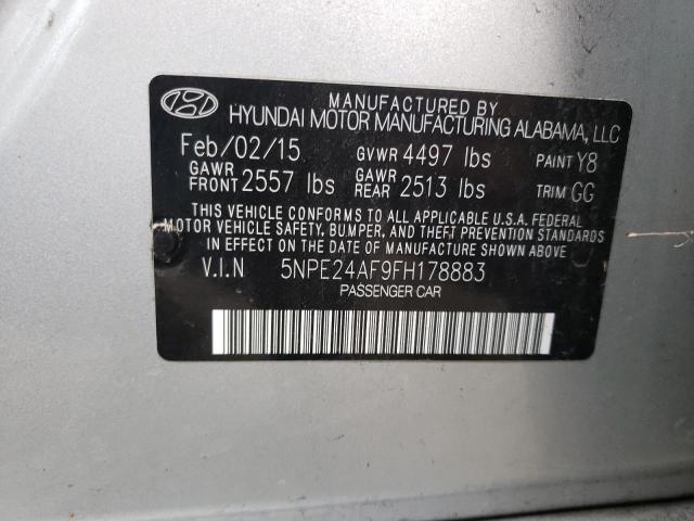 Photo 9 VIN: 5NPE24AF9FH178883 - HYUNDAI SONATA SE 