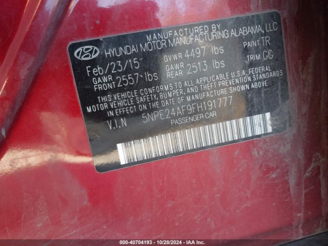 Photo 8 VIN: 5NPE24AF9FH191777 - HYUNDAI SONATA 