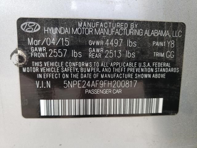 Photo 11 VIN: 5NPE24AF9FH200817 - HYUNDAI SONATA SE 