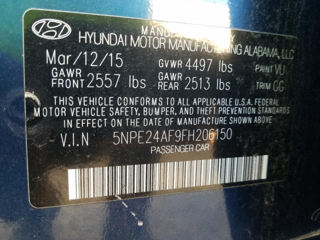 Photo 9 VIN: 5NPE24AF9FH206150 - HYUNDAI SONATA SE 