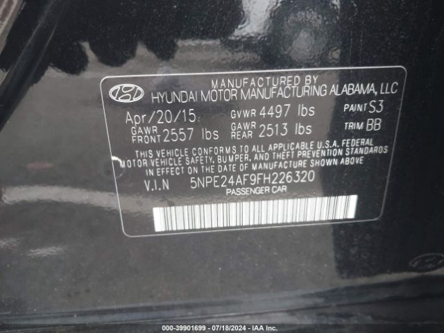 Photo 8 VIN: 5NPE24AF9FH226320 - HYUNDAI SONATA 