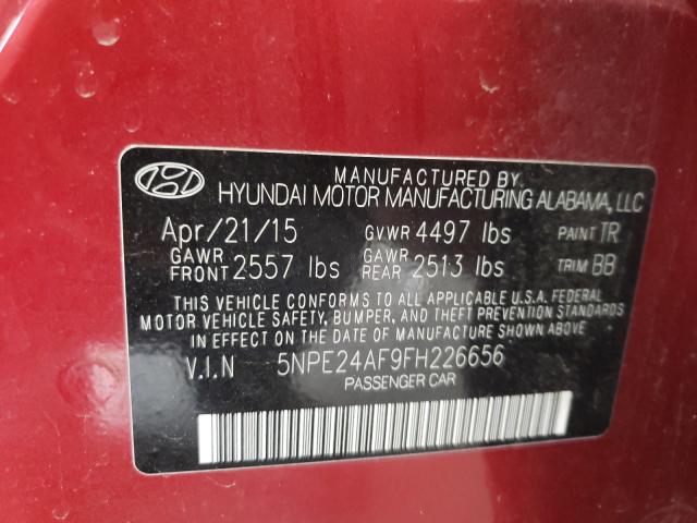 Photo 9 VIN: 5NPE24AF9FH226656 - HYUNDAI SONATA SE 