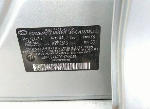 Photo 8 VIN: 5NPE24AF9FH244588 - HYUNDAI SONATA 