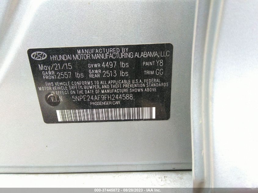 Photo 8 VIN: 5NPE24AF9FH244588 - HYUNDAI SONATA 