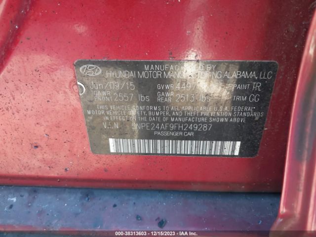 Photo 8 VIN: 5NPE24AF9FH249287 - HYUNDAI SONATA 