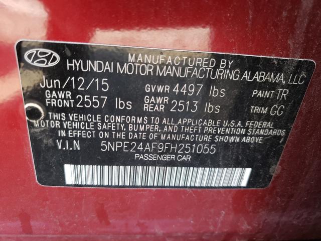 Photo 9 VIN: 5NPE24AF9FH251055 - HYUNDAI SONATA SE 