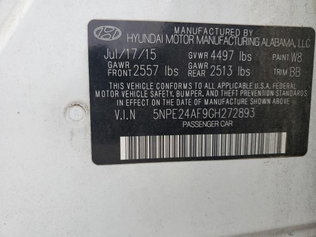 Photo 12 VIN: 5NPE24AF9GH272893 - HYUNDAI SONATA 