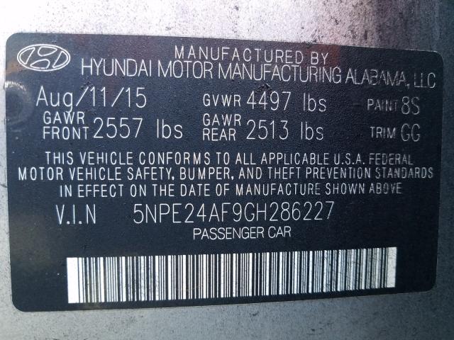 Photo 9 VIN: 5NPE24AF9GH286227 - HYUNDAI SONATA SE 