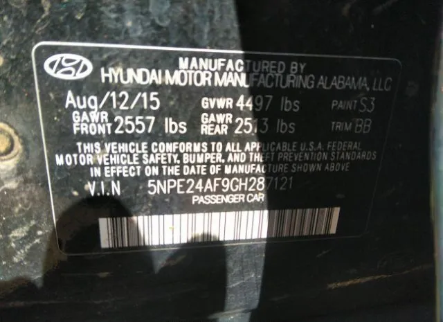 Photo 8 VIN: 5NPE24AF9GH287121 - HYUNDAI SONATA 