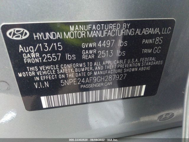 Photo 8 VIN: 5NPE24AF9GH287927 - HYUNDAI SONATA 