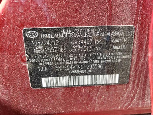 Photo 9 VIN: 5NPE24AF9GH293596 - HYUNDAI SONATA SE 