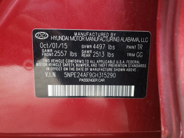 Photo 9 VIN: 5NPE24AF9GH315290 - HYUNDAI SONATA SE 