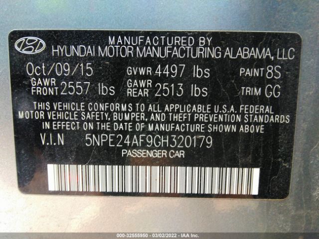 Photo 8 VIN: 5NPE24AF9GH320179 - HYUNDAI SONATA 