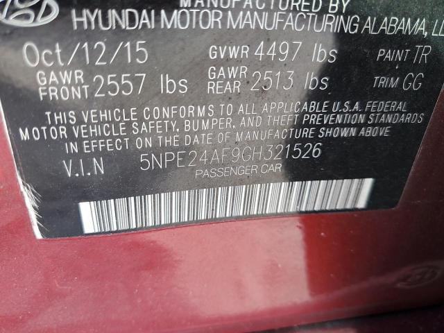 Photo 11 VIN: 5NPE24AF9GH321526 - HYUNDAI SONATA SE 