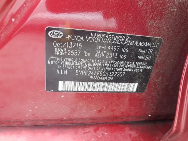 Photo 9 VIN: 5NPE24AF9GH322207 - HYUNDAI SONATA SE 