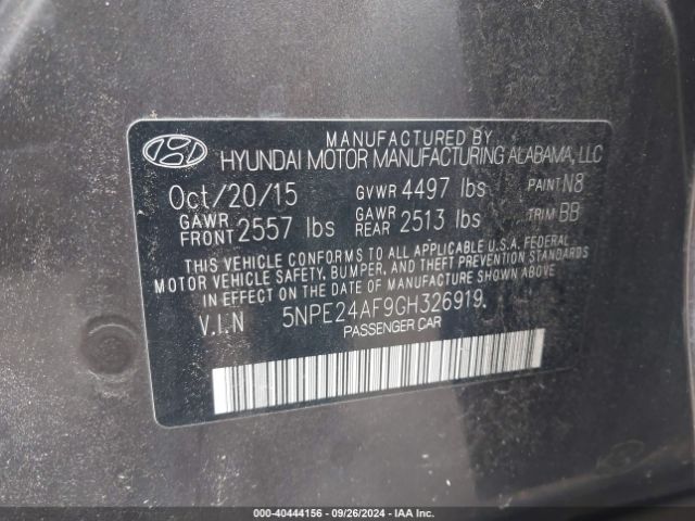 Photo 8 VIN: 5NPE24AF9GH326919 - HYUNDAI SONATA 