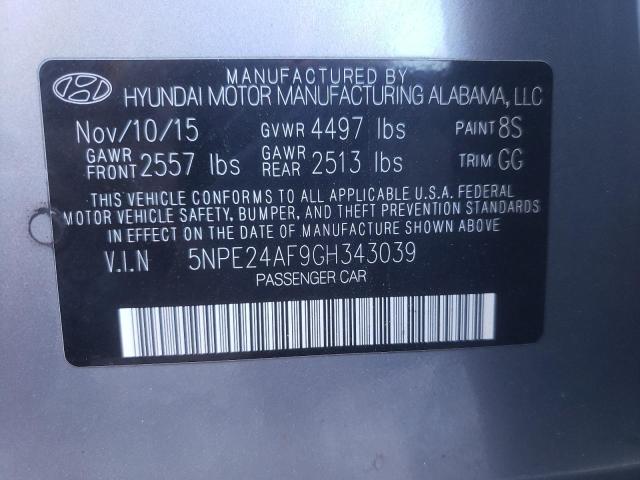 Photo 9 VIN: 5NPE24AF9GH343039 - HYUNDAI SONATA SE 