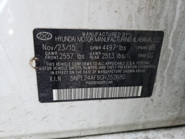 Photo 9 VIN: 5NPE24AF9GH352680 - HYUNDAI SONATA SE 