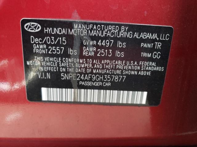 Photo 11 VIN: 5NPE24AF9GH357877 - HYUNDAI SONATA SE 