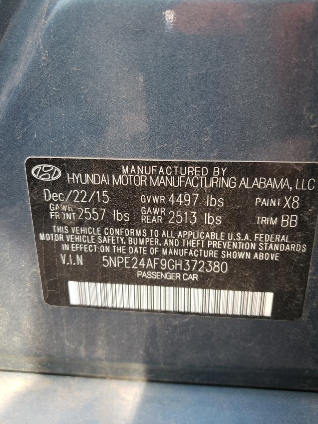 Photo 9 VIN: 5NPE24AF9GH372380 - HYUNDAI SONATA SE 