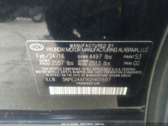 Photo 8 VIN: 5NPE24AF9GH401697 - HYUNDAI SONATA 