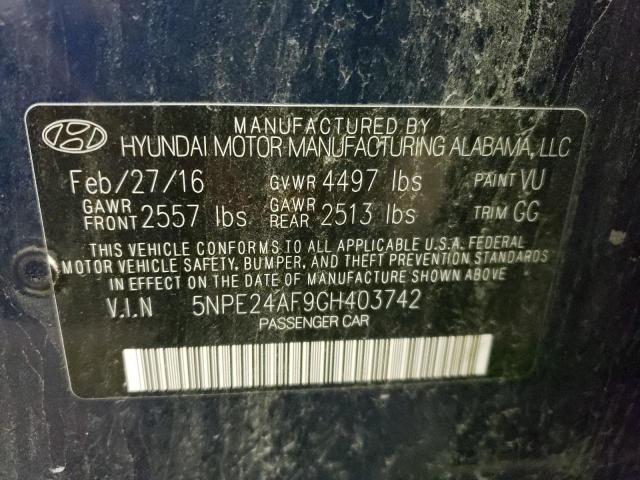 Photo 9 VIN: 5NPE24AF9GH403742 - HYUNDAI SONATA SE 