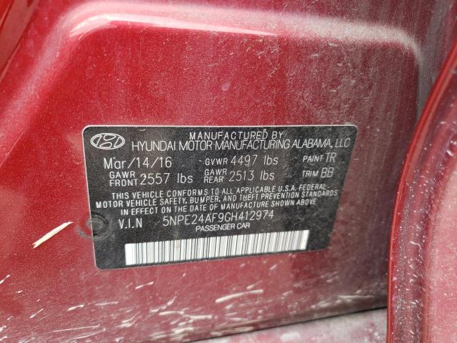 Photo 12 VIN: 5NPE24AF9GH412974 - HYUNDAI SONATA SE 