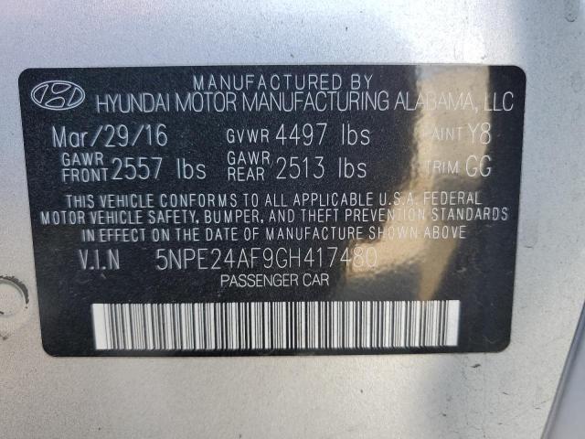 Photo 12 VIN: 5NPE24AF9GH417480 - HYUNDAI SONATA 