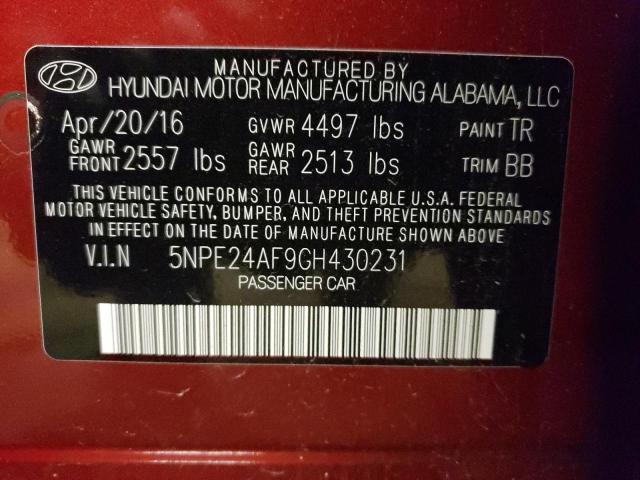 Photo 12 VIN: 5NPE24AF9GH430231 - HYUNDAI SONATA SE 